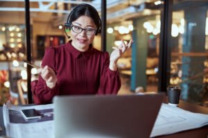 Image of a female virtual assistant on duty